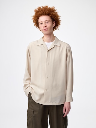ドレープオープンカラーシャツ 【メンズ】 【シャツ・ポロシャツ】【GU公式/ジーユー】 【BEIGE】 ドレープオープンカラーシャツ 【メンズ】 【シャツ・ポロシャツ】【GU公式/ジーユー】 【BEIGE】