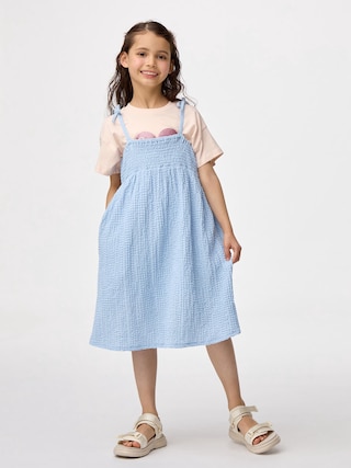 GIRLSシャーリングキャミソールドレス(ノースリーブ) 【KIDS・TEEN】 【キッズ ワンピース・サロペット】【GU公式/ジーユー】 【BLUE】 GIRLSシャーリングキャミソールドレス(ノースリーブ) 【KIDS・TEEN】 【キッズ ワンピース・サロペット】【GU公式/ジーユー】 【BLUE】