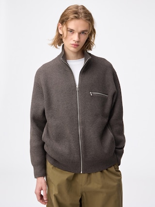 アゼフルジップニットジャケット 【メンズ】 【ニット・カーディガン】【GU公式/ジーユー】 【BROWN】 アゼフルジップニットジャケット 【メンズ】 【ニット・カーディガン】【GU公式/ジーユー】 【BROWN】