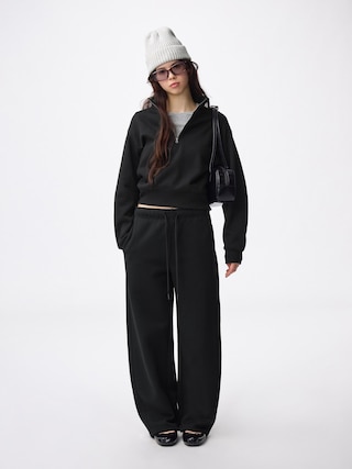ヘビーウェイトスウェットバレルレッグパンツ(丈標準68.5~72.5cm) 【レディース】 【パンツ】【GU公式/ジーユー】 【BLACK】 ヘビーウェイトスウェットバレルレッグパンツ(丈標準68.5~72.5cm) 【レディース】 【パンツ】【GU公式/ジーユー】 【BLACK】