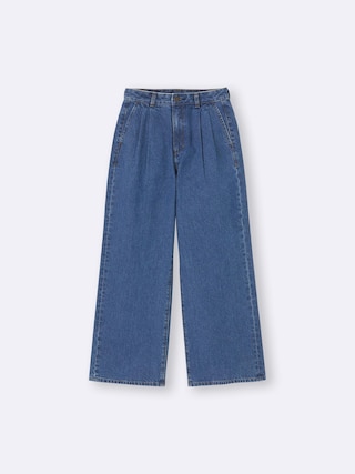 デニムタックトラウザー+EC(丈長め79.0cm) 【レディース】 【パンツ】【GU公式/ジーユー】 【BLUE】 デニムタックトラウザー+EC(丈長め79.0cm) 【レディース】 【パンツ】【GU公式/ジーユー】 【BLUE】