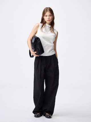 チノバレルレッグタックパンツ 【レディース】 【パンツ】【GU公式/ジーユー】 【BLACK】 チノバレルレッグタックパンツ 【レディース】 【パンツ】【GU公式/ジーユー】 【BLACK】