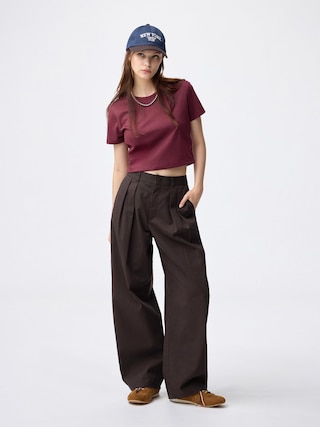チノバレルレッグタックパンツ 【レディース】 【パンツ】【GU公式/ジーユー】 【DARK BROWN】 チノバレルレッグタックパンツ 【レディース】 【パンツ】【GU公式/ジーユー】 【DARK BROWN】