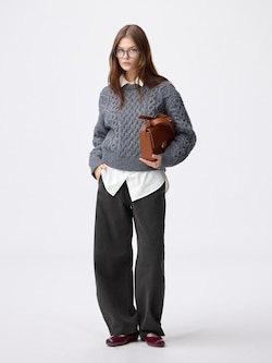 デニムスウェットバレルレッグパンツQ