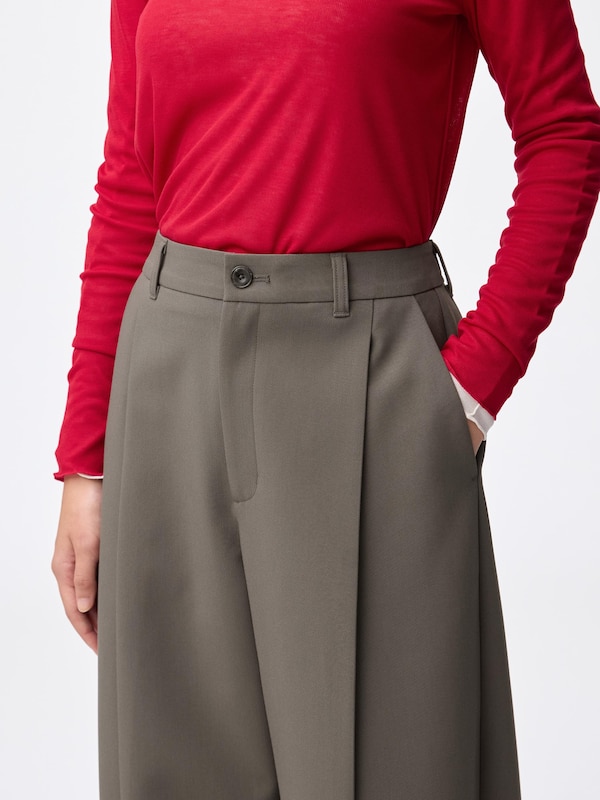 ブラッシュドワイドテーパードパンツQ