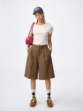 バミューダショートパンツ 【レディース】 【パンツ】【GU公式/ジーユー】 【BROWN】 バミューダショートパンツ 【レディース】 【パンツ】【GU公式/ジーユー】 【BROWN】