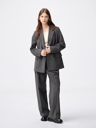 タックワイドチェックパンツ 【レディース】 【パンツ】【GU公式/ジーユー】 【DARK GRAY】 タックワイドチェックパンツ 【レディース】 【パンツ】【GU公式/ジーユー】 【DARK GRAY】
