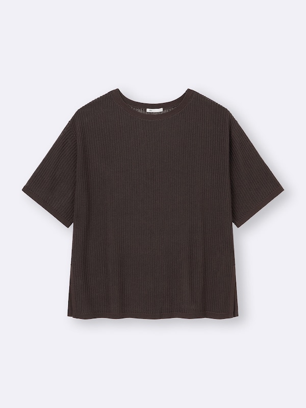 メッシュニットオーバーサイズプルオーバー(5分袖)Q