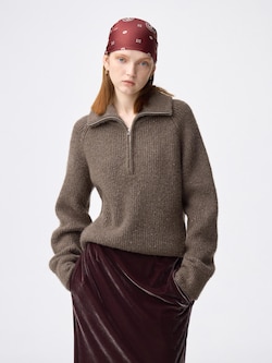 ネップハーフジップニットプルオーバー