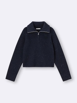 ネップハーフジップニットプルオーバー