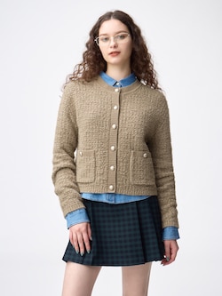 ツイーディーニットカーディガン