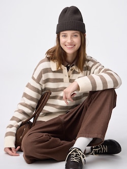 パフニットボーダーポロシャツ