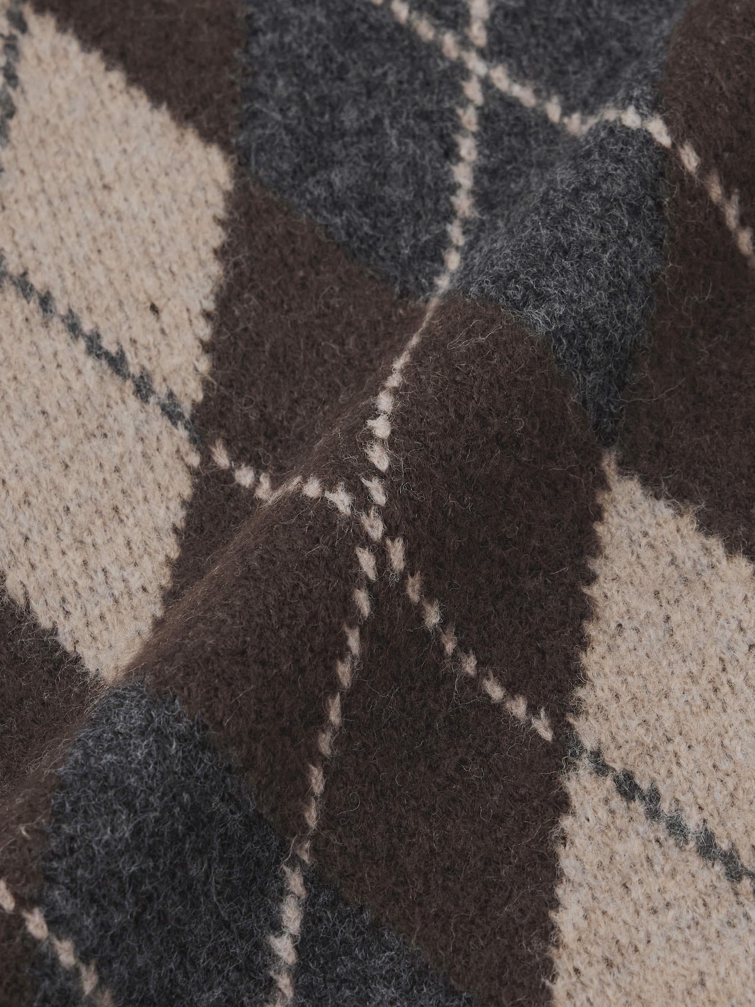 meg＊確認用 GU公式 | パフニットアーガイルクルーネックカーディガン