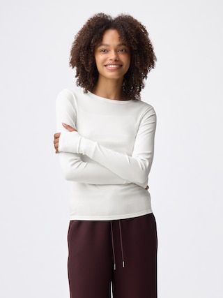 ウォームリブクルーネックT(12分袖) 【レディース】 【Tシャツ・カットソー・ブラフィール】【GU公式/ジーユー】 【OFF WHITE】 ウォームリブクルーネックT(12分袖) 【レディース】 【Tシャツ・カットソー・ブラフィール】【GU公式/ジーユー】 【OFF WHITE】