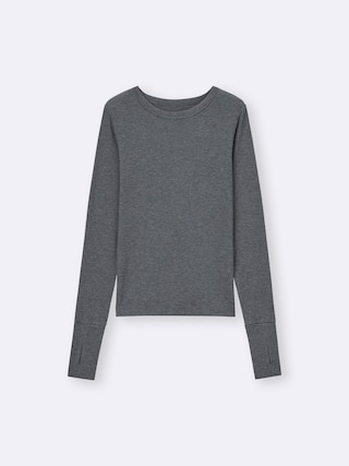 ウォームリブクルーネックT(12分袖) 【レディース】 【Tシャツ・カットソー・ブラフィール】【GU公式/ジーユー】 【DARK GRAY】 ウォームリブクルーネックT(12分袖) 【レディース】 【Tシャツ・カットソー・ブラフィール】【GU公式/ジーユー】 【DARK GRAY】