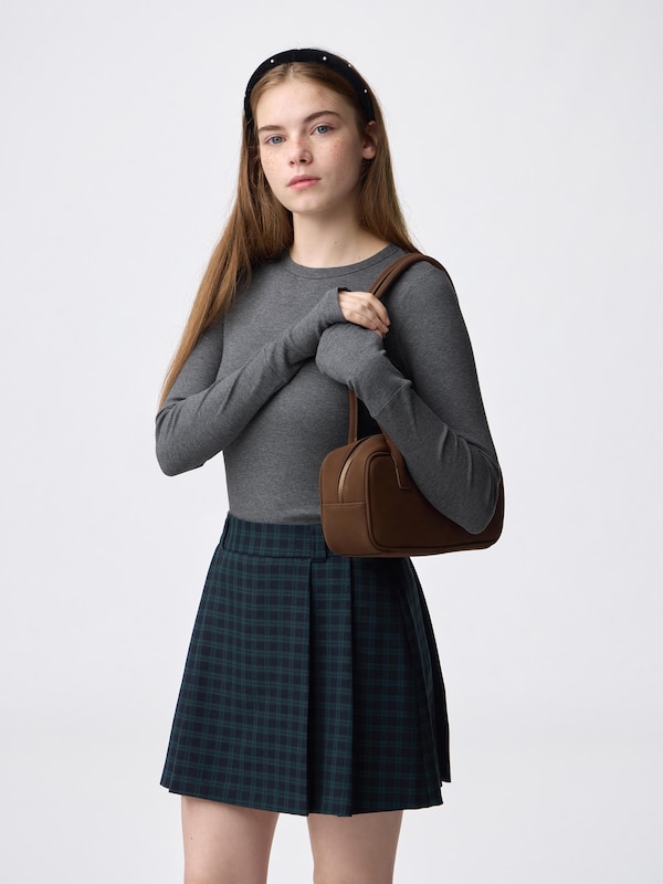 ウォームリブクルーネックT(12分袖)