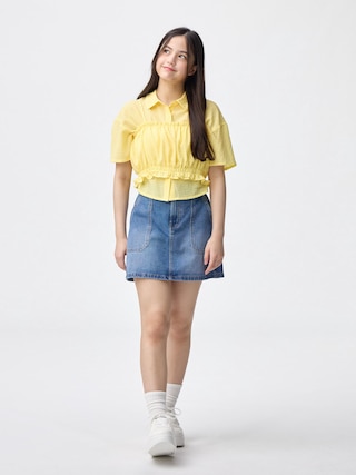 GIRLSベイカーミニスコートJR 【KIDS・TEEN】 【TEEN(ティーン)】【GU公式/ジーユー】 【BLUE】 GIRLSベイカーミニスコートJR 【KIDS・TEEN】 【TEEN(ティーン)】【GU公式/ジーユー】 【BLUE】