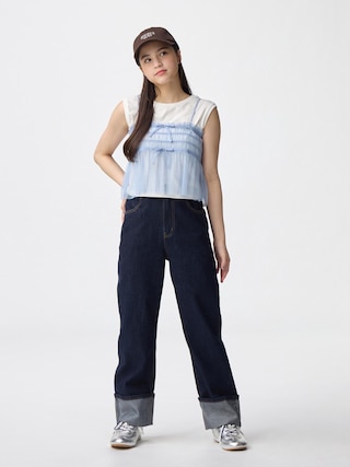 GIRLSターンアップジーンズJR NT+E 【KIDS・TEEN】 【キッズ パンツ・スカート】【GU公式/ジーユー】 【NAVY】 GIRLSターンアップジーンズJR NT+E 【KIDS・TEEN】 【キッズ パンツ・スカート】【GU公式/ジーユー】 【NAVY】