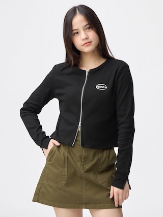 GIRLSリブダブルジップカーディガンJR 【KIDS・TEEN】 【TEEN(ティーン)】【GU公式/ジーユー】 【BLACK】 GIRLSリブダブルジップカーディガンJR 【KIDS・TEEN】 【TEEN(ティーン)】【GU公式/ジーユー】 【BLACK】