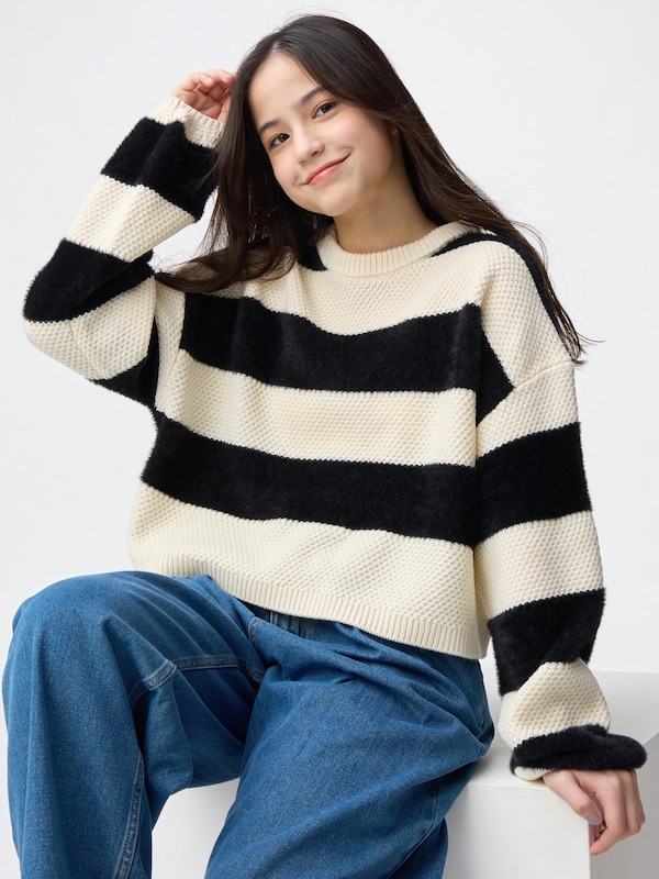 GIRLSシャギーボーダーセーターJR