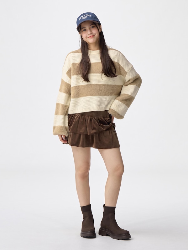 GIRLSシャギーボーダーセーターJR