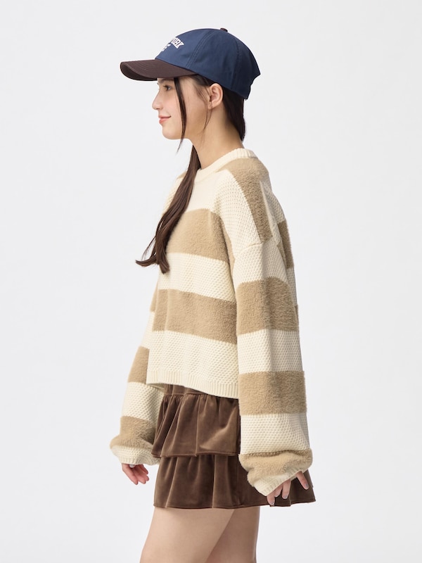 GIRLSシャギーボーダーセーターJR