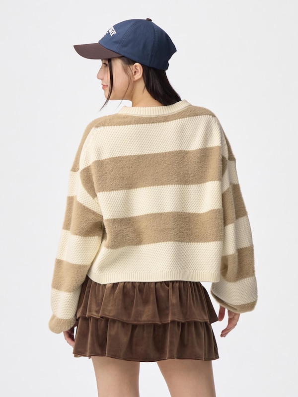 GIRLSシャギーボーダーセーターJR