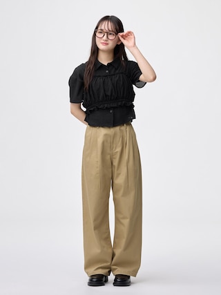 GIRLSツータックワイドパンツJR 【KIDS・TEEN】 【TEEN(ティーン)】【GU公式/ジーユー】 【BEIGE】 GIRLSツータックワイドパンツJR 【KIDS・TEEN】 【TEEN(ティーン)】【GU公式/ジーユー】 【BEIGE】