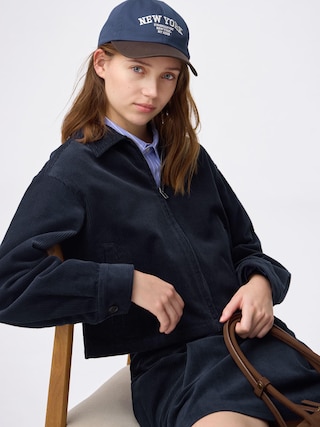 コーデュロイジップシャツジャケット+E 【レディース】 【アウター】【GU公式/ジーユー】 【NAVY】 コーデュロイジップシャツジャケット+E 【レディース】 【アウター】【GU公式/ジーユー】 【NAVY】