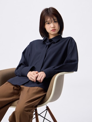 ボウタイシャツQ 【レディース】 【シャツ・ブラウス】【GU公式/ジーユー】 【NAVY】 ボウタイシャツQ 【レディース】 【シャツ・ブラウス】【GU公式/ジーユー】 【NAVY】