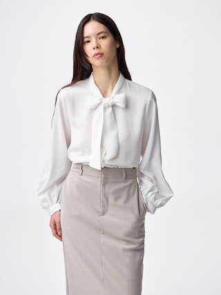ボウタイブラウスZ 【レディース】 【シャツ・ブラウス】【GU公式/ジーユー】 【OFF WHITE】