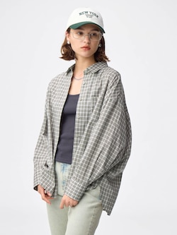 ドルマンスリーブチェックシャツ