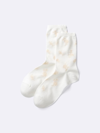 クルーソックス(シャイニーフラワー)+E 【レディース】 【インナー・下着】【GU公式/ジーユー】 【OFF WHITE】 クルーソックス(シャイニーフラワー)+E 【レディース】 【インナー・下着】【GU公式/ジーユー】 【OFF WHITE】