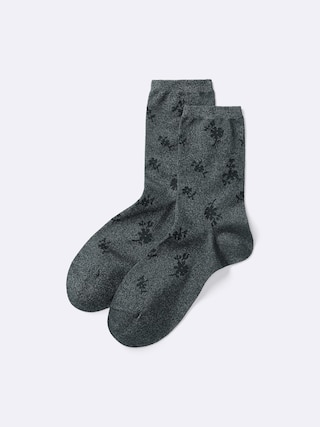 クルーソックス(シャイニーフラワー)+E 【レディース】 【インナー・下着】【GU公式/ジーユー】 【BLACK】 クルーソックス(シャイニーフラワー)+E 【レディース】 【インナー・下着】【GU公式/ジーユー】 【BLACK】