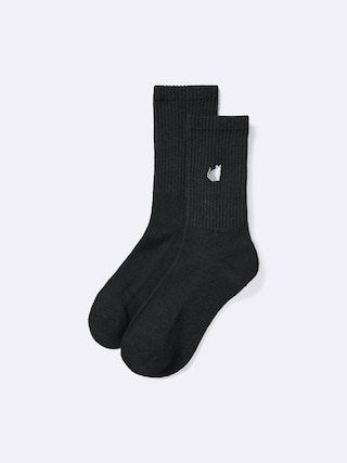 スタイルヒートパイルクルーソックス(刺繍) 【レディース】 【インナー・下着】【GU公式/ジーユー】 【BLACK】 スタイルヒートパイルクルーソックス(刺繍) 【レディース】 【インナー・下着】【GU公式/ジーユー】 【BLACK】