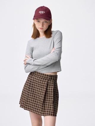 リブクロップドT(長袖) 【レディース】 【Tシャツ・カットソー・ブラフィール】【GU公式/ジーユー】 【GRAY】 リブクロップドT(長袖) 【レディース】 【Tシャツ・カットソー・ブラフィール】【GU公式/ジーユー】 【GRAY】