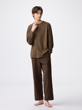フリースラウンジセット(長袖&ロングパンツ) 【メンズ】 【ルームウェア・パジャマ】【GU公式/ジーユー】 【BROWN】