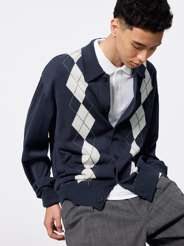 ポロカーディガン(アーガイル)NTQ+E