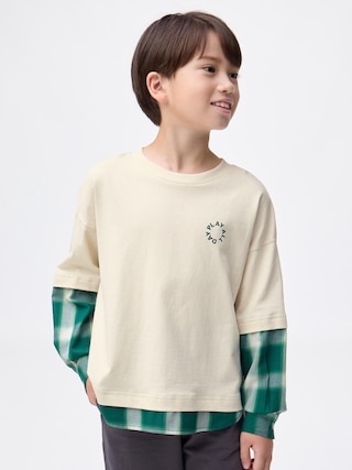 KIDS(男女兼用)レイヤードT(長袖) 【KIDS・TEEN】 【キッズ Tシャツ・スウェット・ニット】【GU公式/ジーユー】 【NATURAL】 KIDS(男女兼用)レイヤードT(長袖) 【KIDS・TEEN】 【キッズ Tシャツ・スウェット・ニット】【GU公式/ジーユー】 【NATURAL】