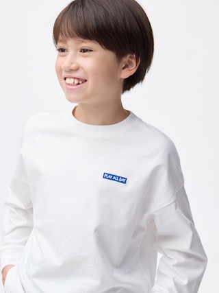 KIDS(男女兼用) コットンワンポイントT(長袖) 【KIDS・TEEN】 【キッズ Tシャツ・スウェット・ニット】【GU公式/ジーユー】 【OFF WHITE】 KIDS(男女兼用) コットンワンポイントT(長袖) 【KIDS・TEEN】 【キッズ Tシャツ・スウェット・ニット】【GU公式/ジーユー】 【OFF WHITE】