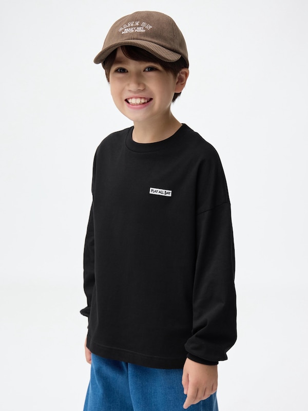 KIDS(男女兼用) コットンワンポイントT(長袖)