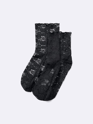 レースクルーソックス 【レディース】 【インナー・下着】【GU公式/ジーユー】 【BLACK】 レースクルーソックス 【レディース】 【インナー・下着】【GU公式/ジーユー】 【BLACK】