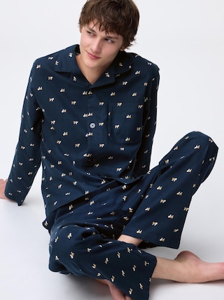 フランネルパジャマ(長袖&ロングパンツ)(プリント)+EC 【メンズ】 【ルームウェア・パジャマ】【GU公式/ジーユー】 【NAVY】 フランネルパジャマ(長袖&ロングパンツ)(プリント)+EC 【メンズ】 【ルームウェア・パジャマ】【GU公式/ジーユー】 【NAVY】