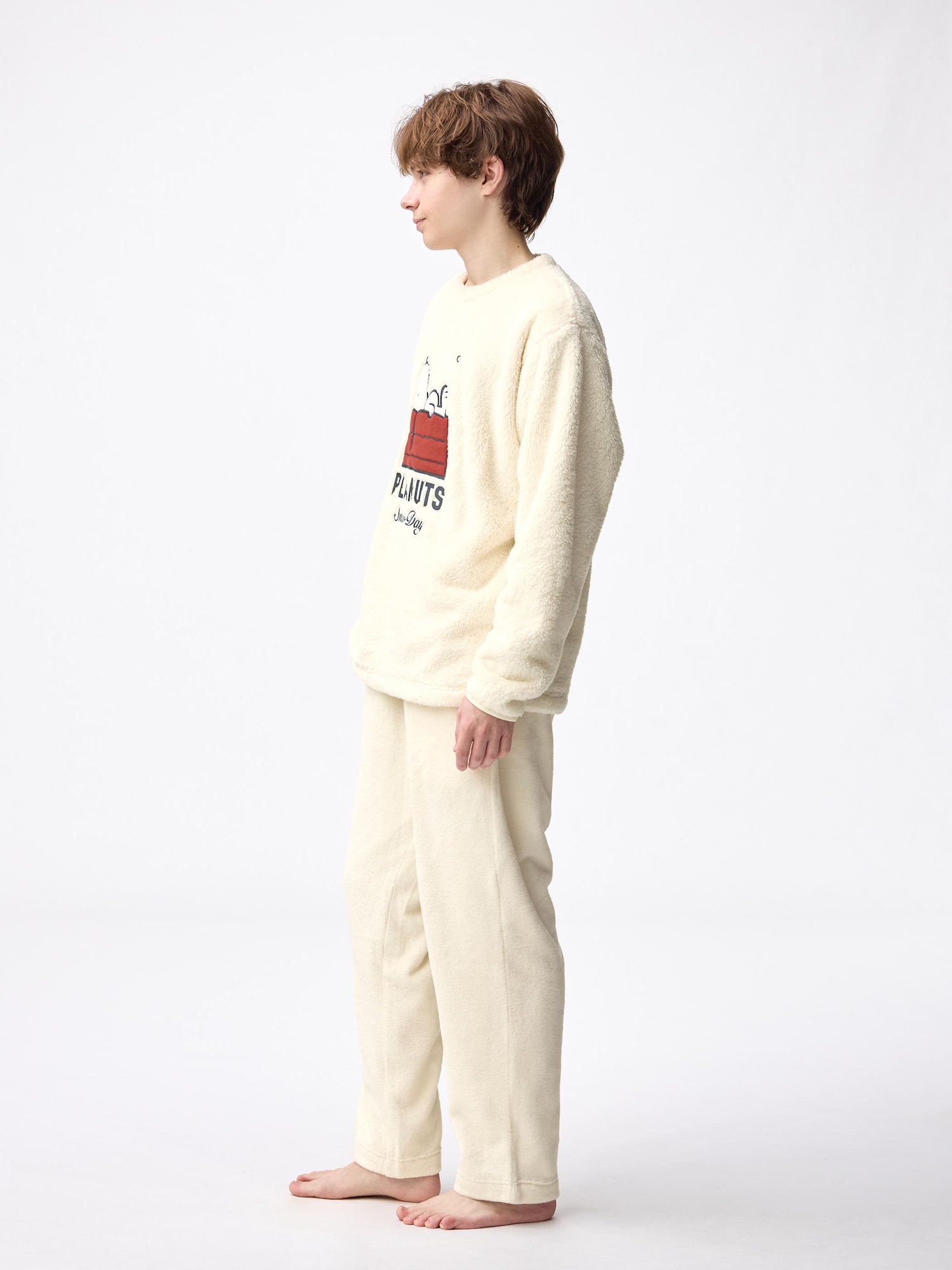 GU公式 | マシュマロフィールラウンジセット(長袖) Peanuts(メンズ)