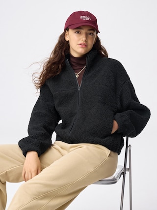 ボアフリースブルゾン+X 【レディース】 【Tシャツ・カットソー・ブラフィール】【GU公式/ジーユー】 【BLACK】