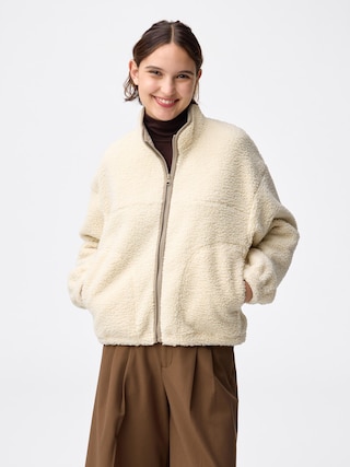 ボアフリースブルゾン+X 【レディース】 【Tシャツ・カットソー・ブラフィール】【GU公式/ジーユー】 【NATURAL】