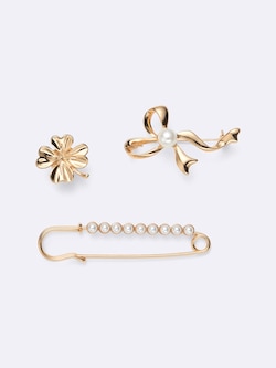 パールライクモチーフブローチ3P