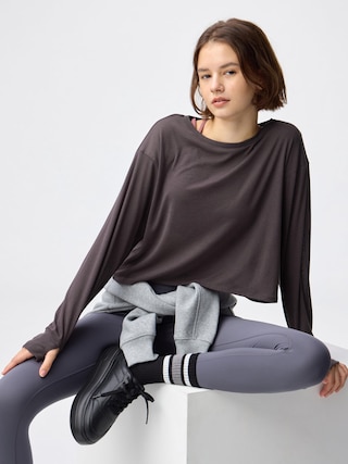 ドライシアーT(長袖)GA+E 【レディース】 【Tシャツ・スウェット】【GU公式/ジーユー】 【DARK BROWN】 ドライシアーT(長袖)GA+E 【レディース】 【Tシャツ・スウェット】【GU公式/ジーユー】 【DARK BROWN】