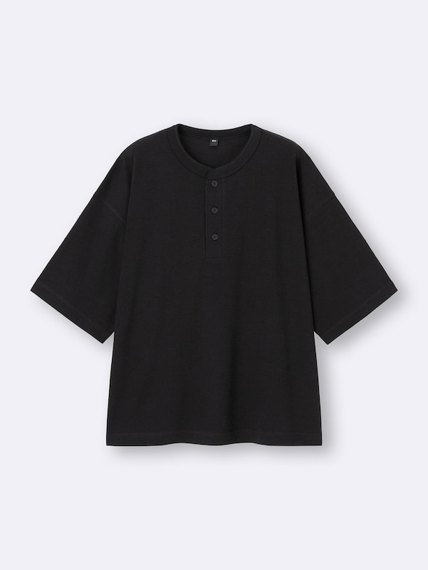 ボクシーヘンリーネックT(5分袖)