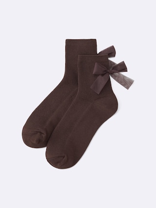 アンクルソックス(チュールリボン) 【レディース】 【インナー・下着】【GU公式/ジーユー】 【DARK BROWN】 アンクルソックス(チュールリボン) 【レディース】 【インナー・下着】【GU公式/ジーユー】 【DARK BROWN】